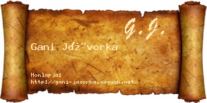 Gani Jávorka névjegykártya